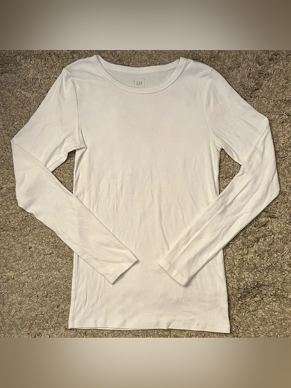 Gap Women’s S White Stretch Knit Crew Neck Slim Fit Long Sleeve T-Shirt Jordan
